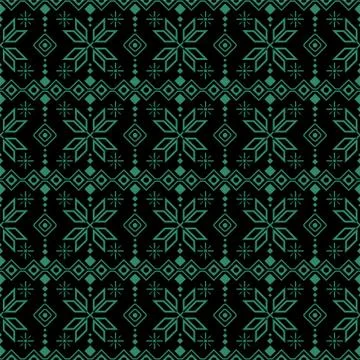 Antique seamless green background triangle square geometry 스톡 일러스트