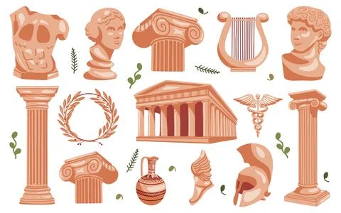Antique set with elements from Ancient Greece Stock Illustration