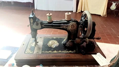 Antique sewing machine, Marina di Carrara, 03 September 2026, Italy Stock Footage 344573725