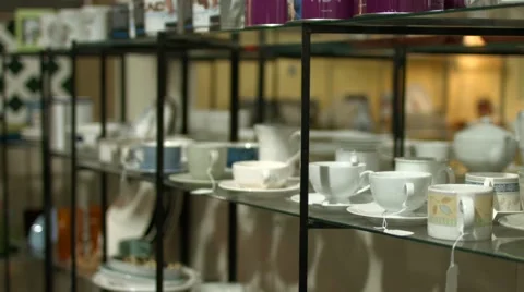 Antique Shelf of Cups Stock Footage 51868012