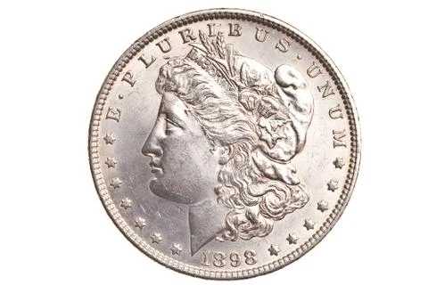 Antique silver dollar isolated Stock Photos