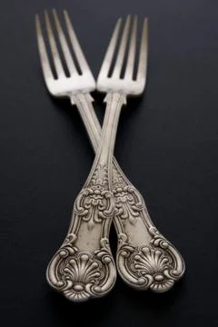 Antique silver forks Stock Photos
