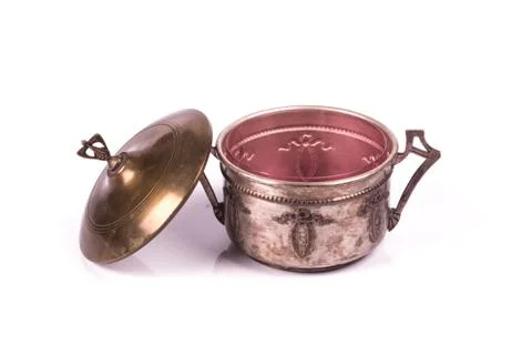 Antique silver sweets box from interwar period.. antique silver sweets box fr Stock Photos