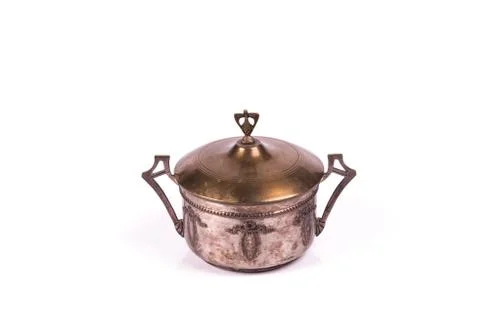 Antique silver sweets box from interwar period.. antique silver sweets box fr Stock Photos