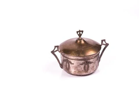 Antique silver sweets box from interwar period.. antique silver sweets box fr Stock Photos