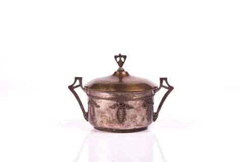 Antique silver sweets box from interwar period.. antique silver sweets box fr Stock Photos
