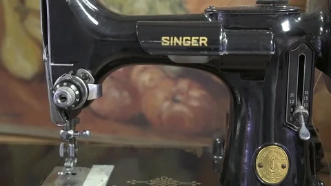 Antique Singer Sewing Machine Stock Footage 98100543