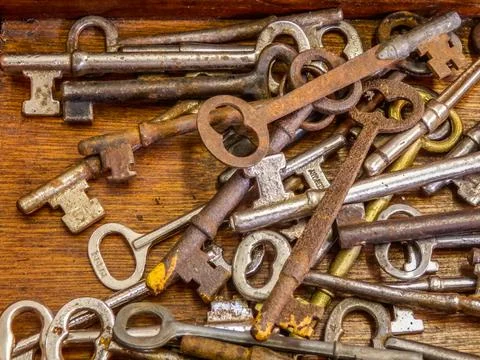Antique skeleton keys Stock Photos