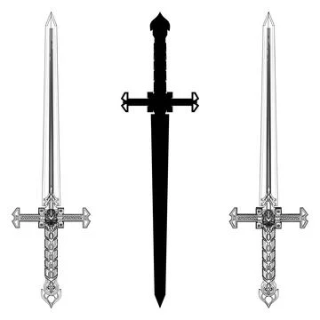 Antique Skull Sword Vector. Gothic Sword With Skull On The Hilt. Stock-Illustration