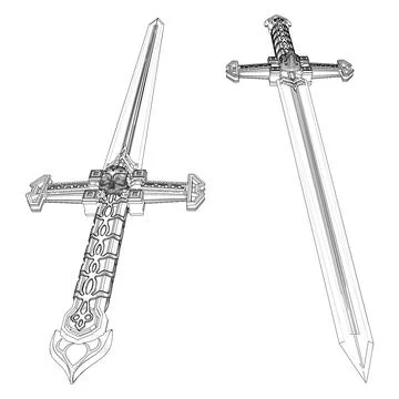 Antique Skull Sword Vector. Gothic Sword With Skull On The Hilt. Stock-Illustration