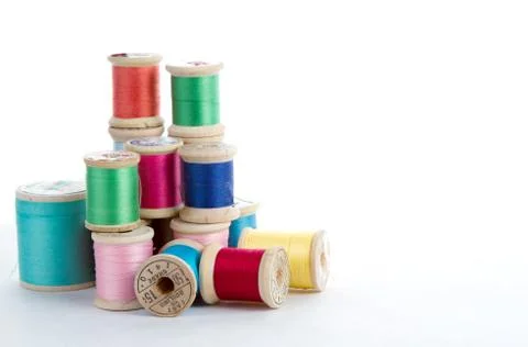 Antique spools of thread Stock Photos