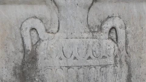 Antique Stone Bas-Relief In The Form Of A Vase Stock Footage 195930835