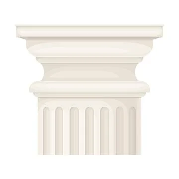 Antique Stone Column or Pillar Element with Capital in Doric Style and Ancient Stock Illustration