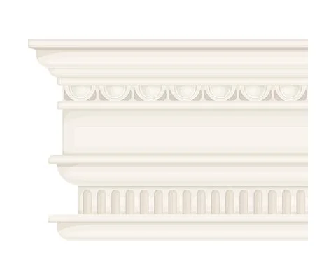 Antique Stone Column or Pillar Element with Ancient Ornament Vector Illustration Stock Illustration
