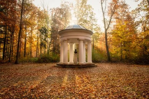 Antique stylized temple in a park in Pokoj, Opole province, Poland Stock Photos