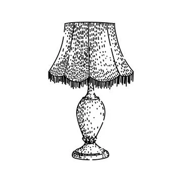 Antique table lamp hand drawing sketch illustration Stock Illustration