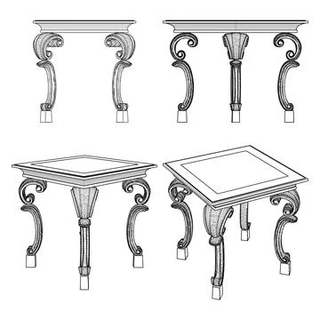 Antique Table Vector Stock Illustration