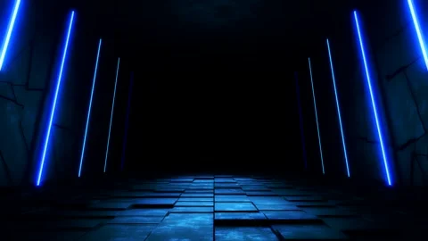 An antique temple with blue light on the sides. Stock Footage 246869220