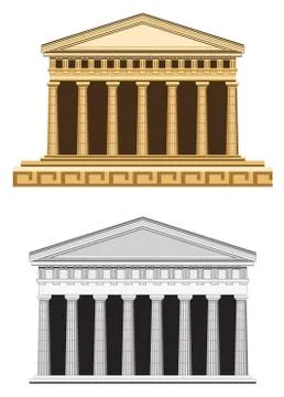 Antique temple facade Stock Illustration