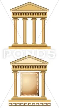 Antique Temple Facade Stock Illustration