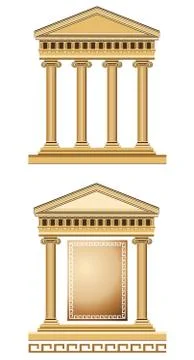 Antique Temple Facade Stock Illustration