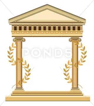 Antique Temple Facade Stock Illustration