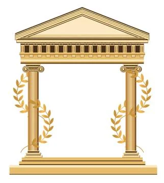 Antique Temple Facade Stock Illustration