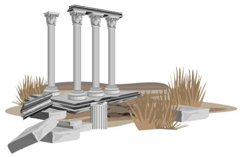 Antique temple ruins Stock Illustration