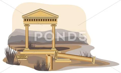 Antique temple ruins Stock Illustration