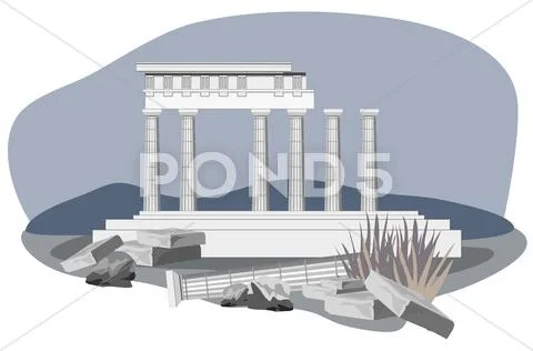 Antique Temple Ruins Stock Illustration