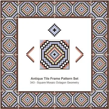 Antique tile frame pattern se of Colorful Square Mosaic Octagon Geometry Stock Illustration