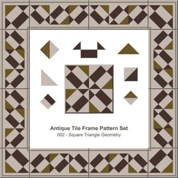 Antique tile frame pattern set of Retro Brown Square Triangle Geometry Stock Illustration