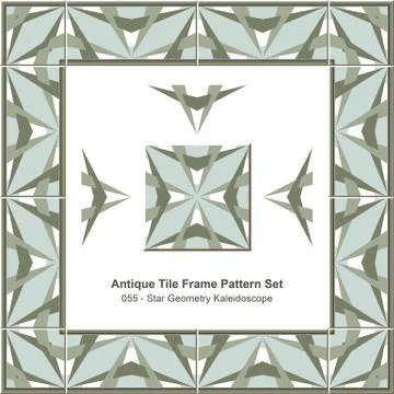 Antique tile frame pattern set of Star Geometry Kaleidoscope Stock Illustration