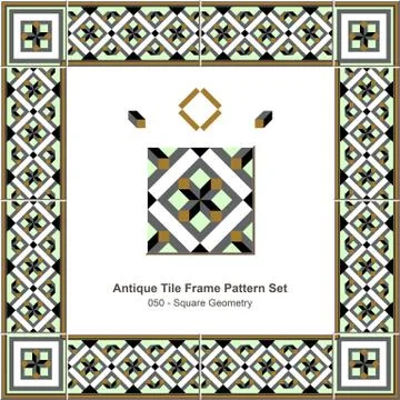 Antique tile frame pattern set of Check Square Geometry Stock Illustration