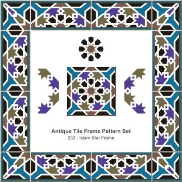 Antique tile frame pattern set of Islamic Star Frame Stock Illustration