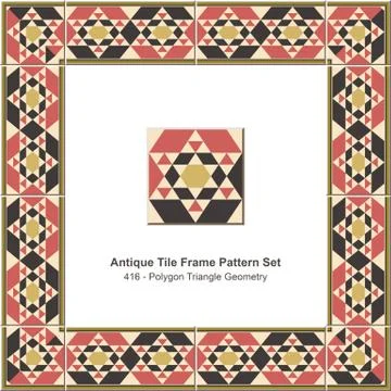 Antique tile frame pattern set of Polygon Triangle Cross Geometry Stock Illustration