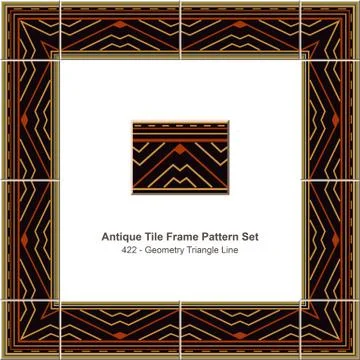 Antique tile frame pattern set of Geometry Triangle Line Stock Illustration
