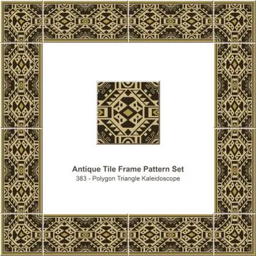 Antique tile frame pattern set of Retro Brown Polygon Triangle Kaleidoscope Stock Illustration