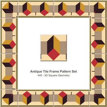 Antique tile frame pattern set of Retro 3D Square Geometry Stock Illustration