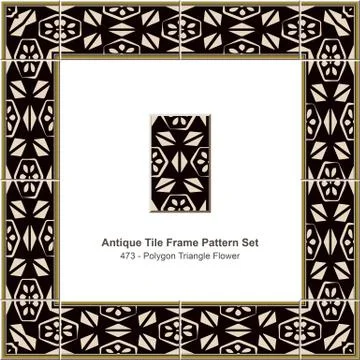 Antique tile frame pattern set of Retro Polygon Triangle Flower Stock Illustration