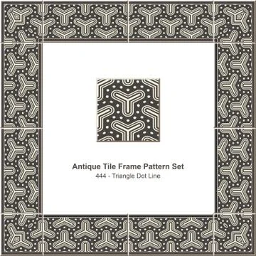 Antique tile frame pattern set of Retro Triangle Dot Line Stock Illustration