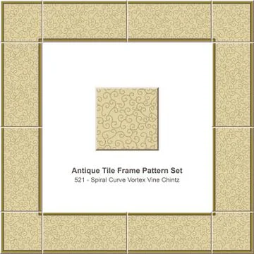 Antique tile frame pattern set Spiral Curve Vortex Vine Chintz Stock Illustration