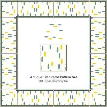 Antique tile frame pattern set colorful oval geometry dot Stock Illustration