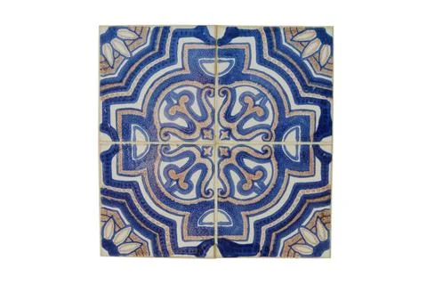 Antique tile panel with a pattern in yellow Stock Photos