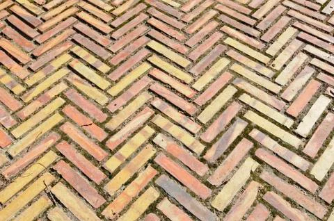 Antique tiles, flooring with herringbone pattern, gata de gorgos, alicante, c Stock Photos