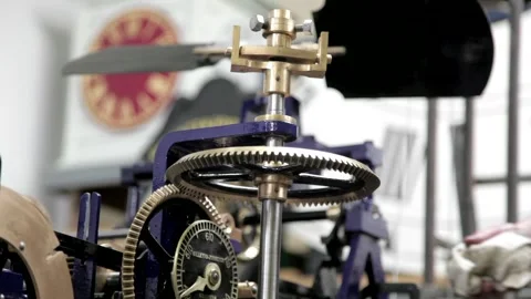 Antique Tower Clockwork Mechanism with Rotating Governor 스톡 동영상 345753419