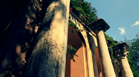 Antique town Khersones. The ancient arch and the pillars Stock Footage 34380143