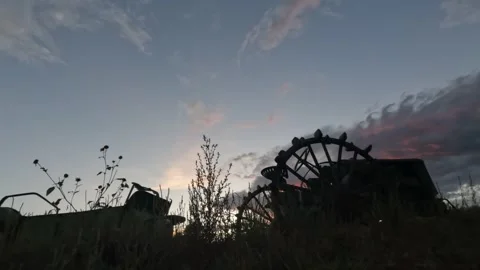 Antique Tractor Sunset Video stock 249857926