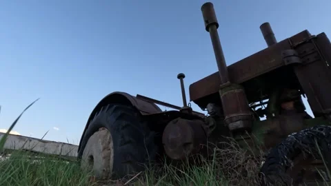 Antique Tractor Sunset Stock Footage 249917560