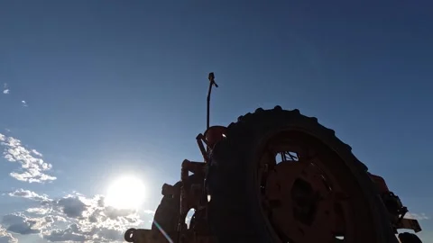 Antique Tractor Sunset Time Lapse Stock Footage 250304797